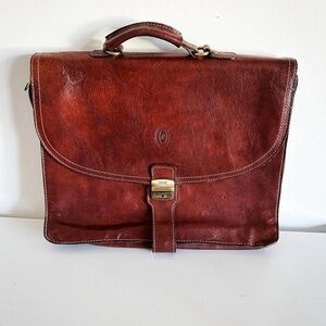 IPONTI Firenze Genuine Leather Briefcase Bag Made in Italy